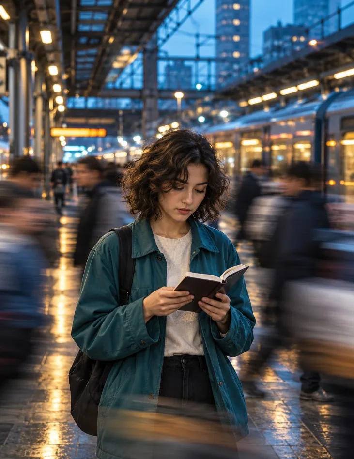 Cinematic Motion Blur AI Portrait Photography Prompt AI image example