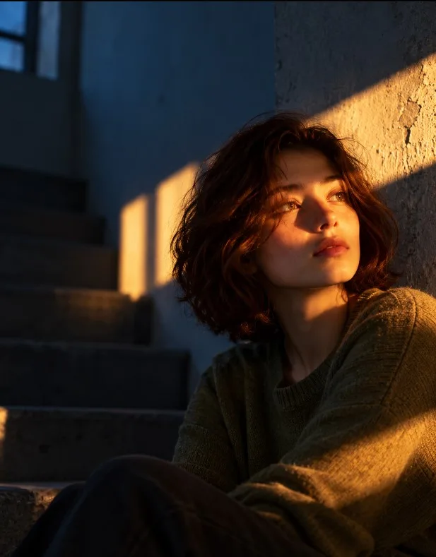 Moody Golden Hour Portrait AI Photography Prompt AI image example